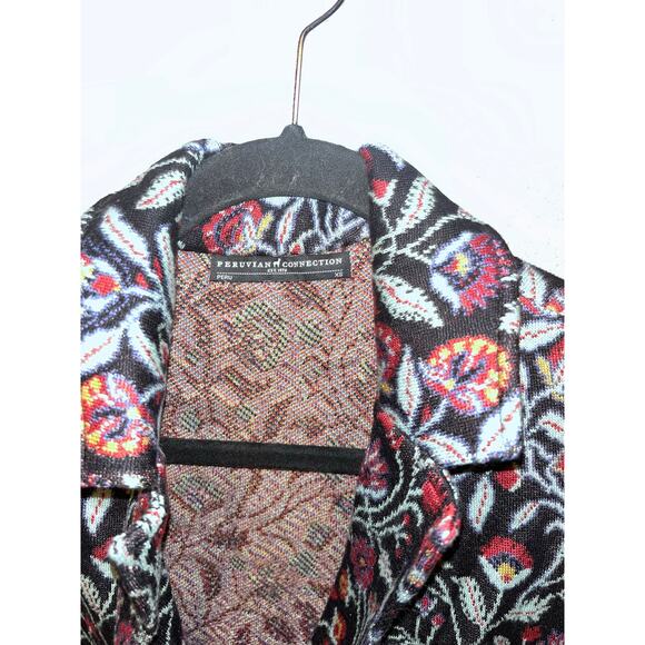 Peruvian Connection Kashmiri Floral Jacquard Knit Jacket Blazer XS Prima Cotton - Picture 5 of 11